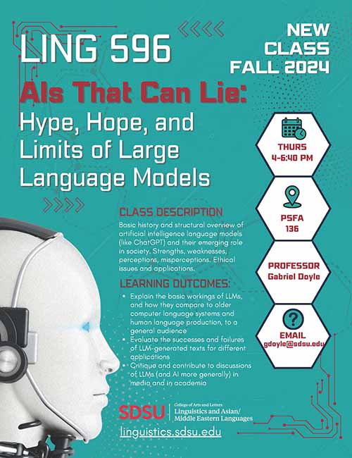 Ling 596 course flyer, features robot