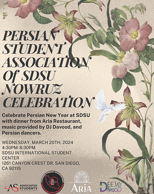 Persian New Year flyer - flowers with dove